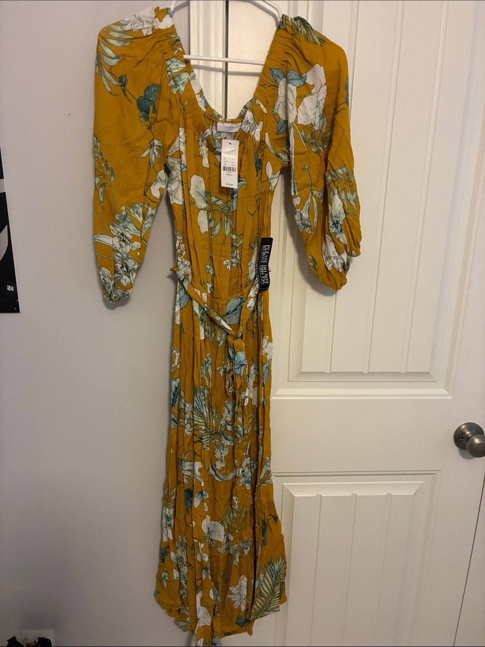 New York & Company Mustard Yellow Floral Maxi Dress XS NWT